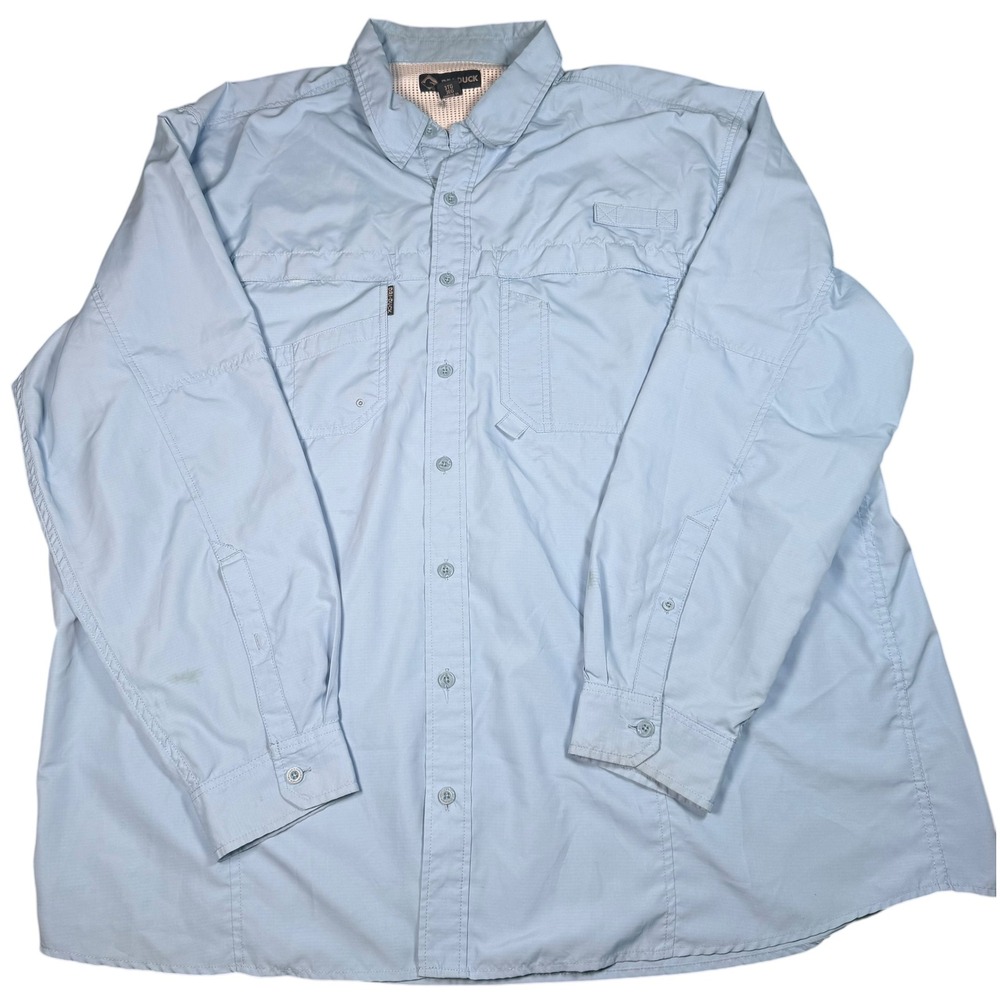 Dri Duck Long Sleeve Button Up Shirt Men's 3XL Light Blue Fishing Outdoor